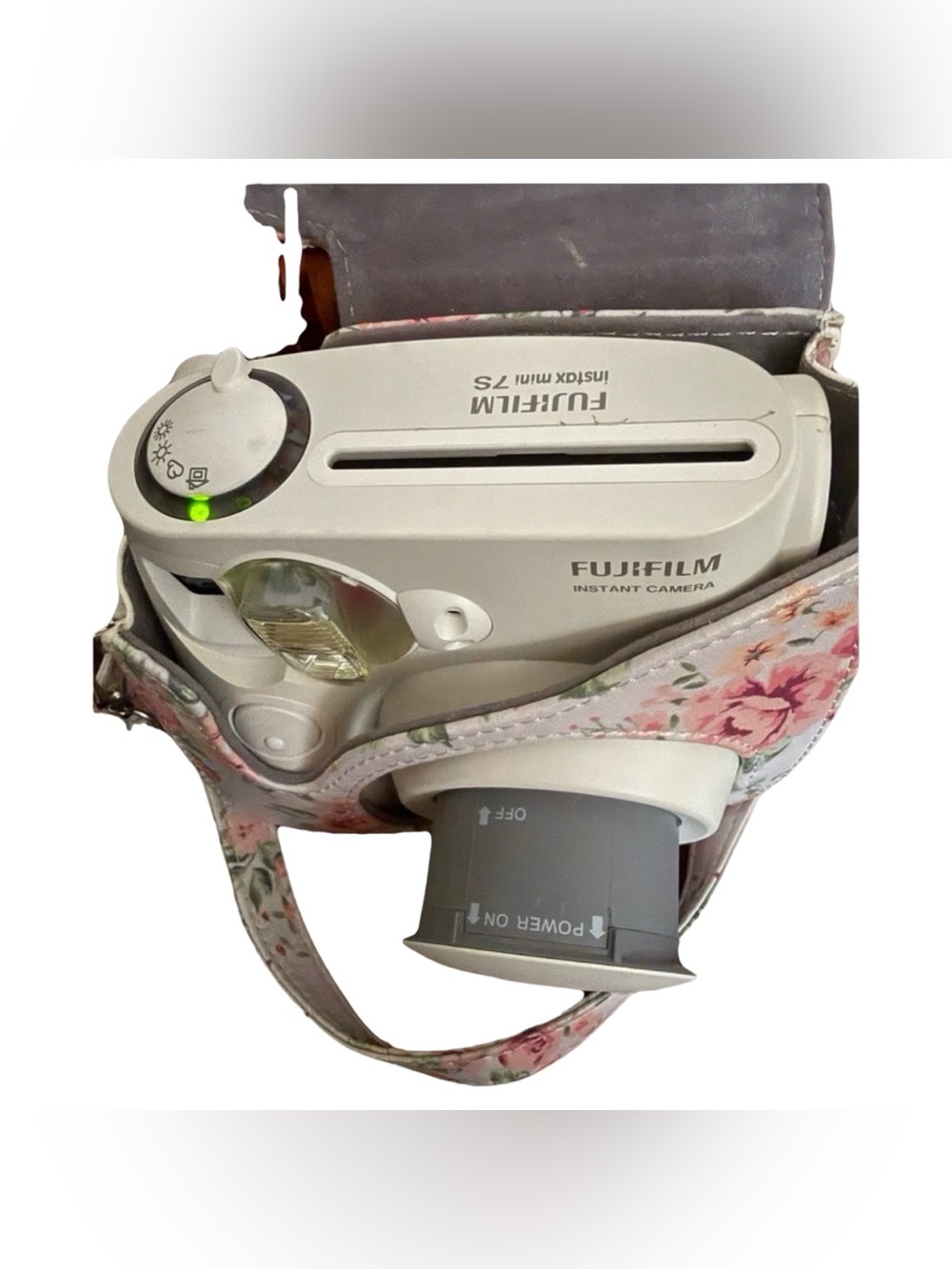 Fujifilm Instax Mini 7S White Instant Camera + Floral Case - Tested & Working